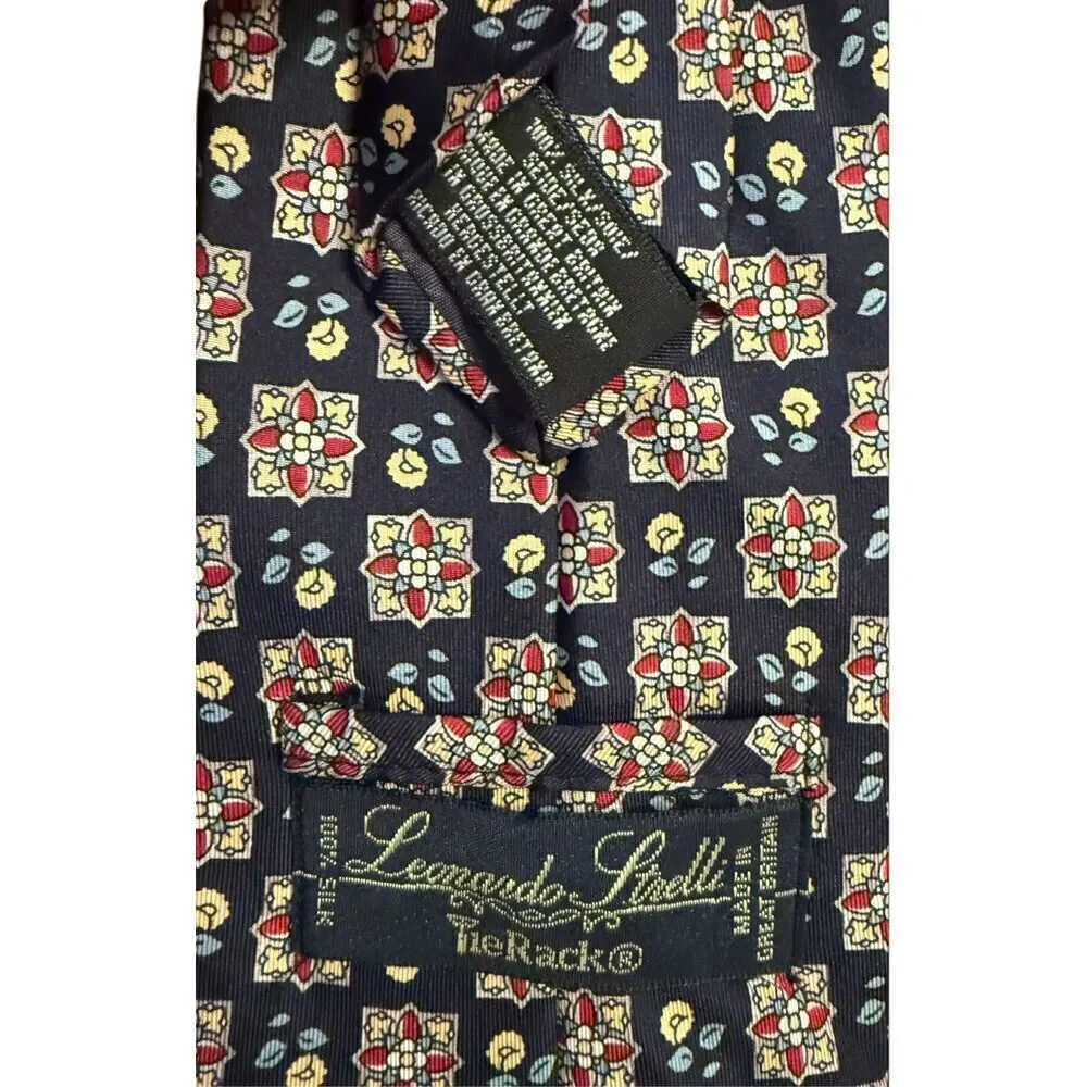 100% Silk Necktie by Leonardo Strelli for Tie Rack Made in Great Britain